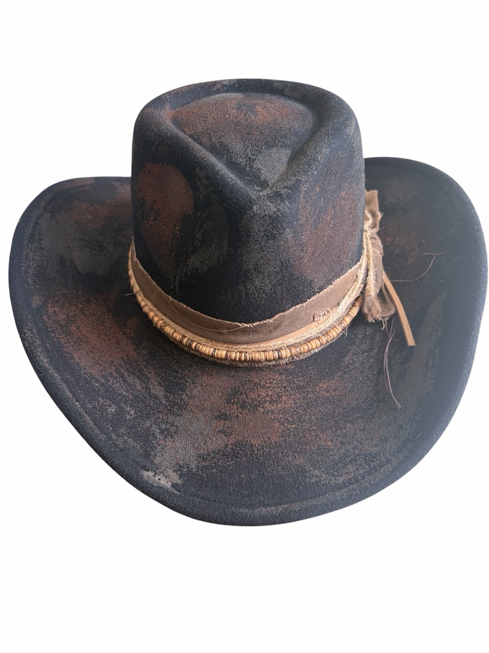 Western hat cowboy cowgirl vintage versatile shapeable fedora distressed NWT